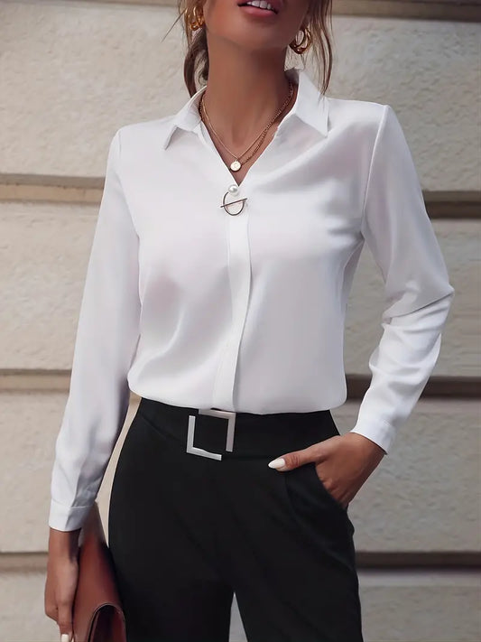 Paula Blouse - Elegant effen business-look shirt voor dames