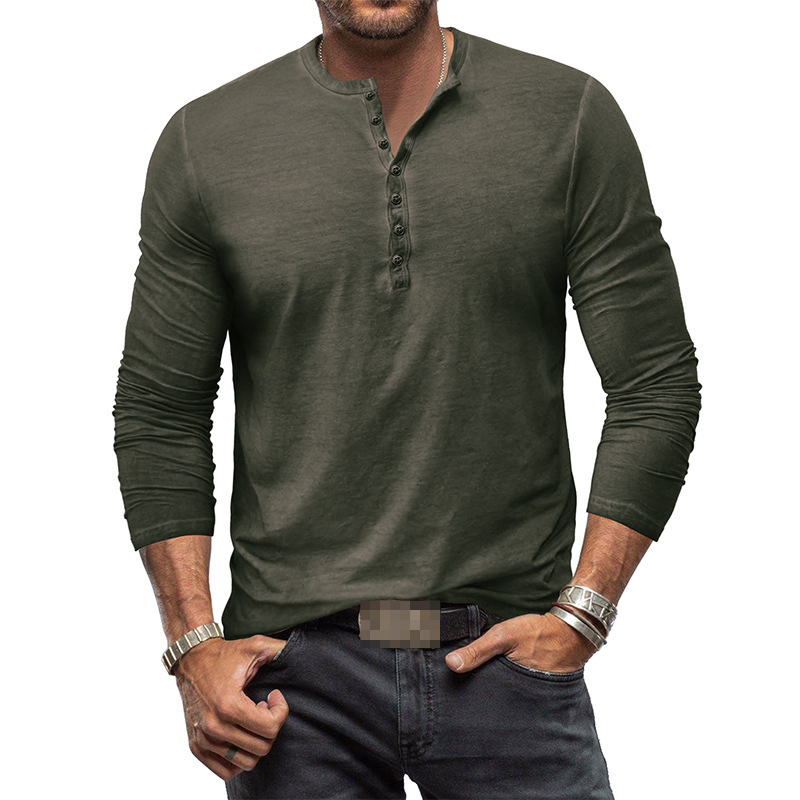 Rex – Henley shirt voor heren met lange mouwen