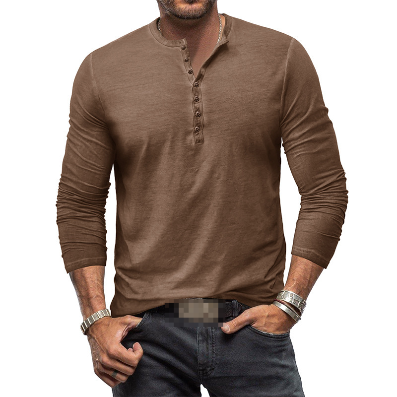 Rex – Henley shirt voor heren met lange mouwen