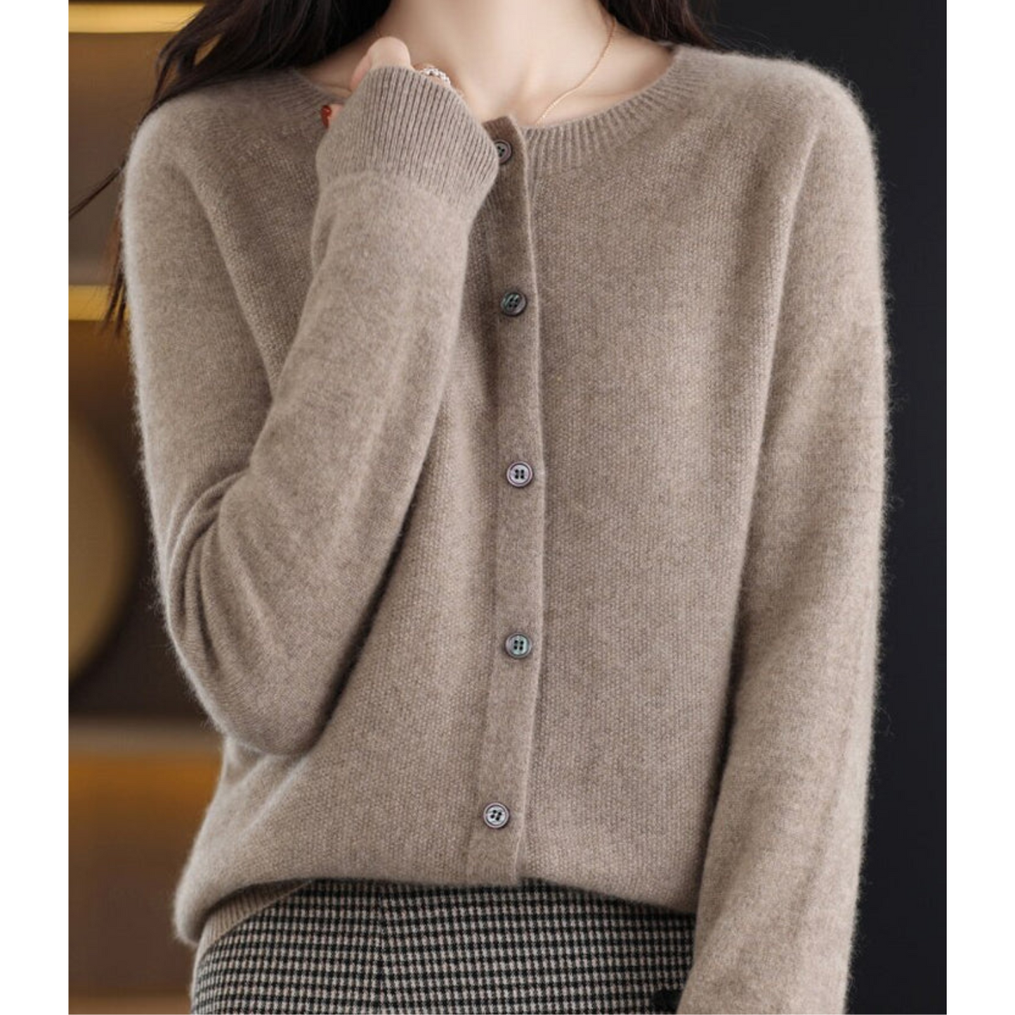 Daneille - 100% Pure Merino Wol Dames O-hals Cardigan Kasjmier Trui