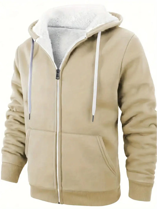 Alfons - Casual hoodie vest met rits en wol van binnen heren