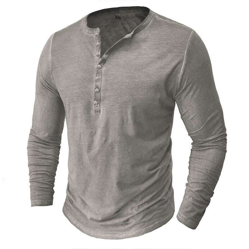 Rex – Henley shirt voor heren met lange mouwen