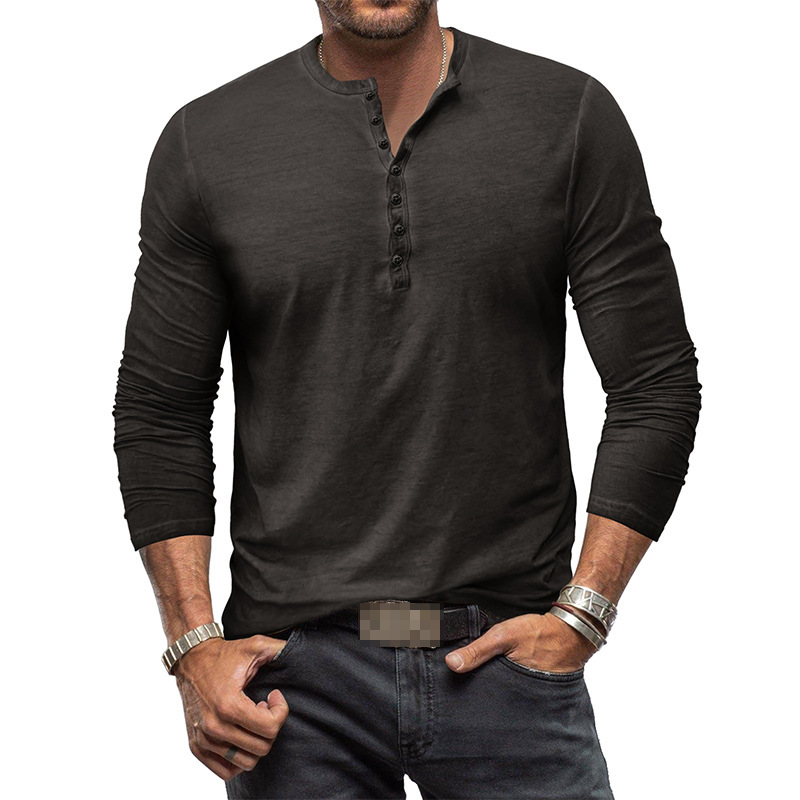 Rex – Henley shirt voor heren met lange mouwen