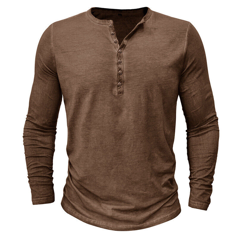 Rex – Henley shirt voor heren met lange mouwen