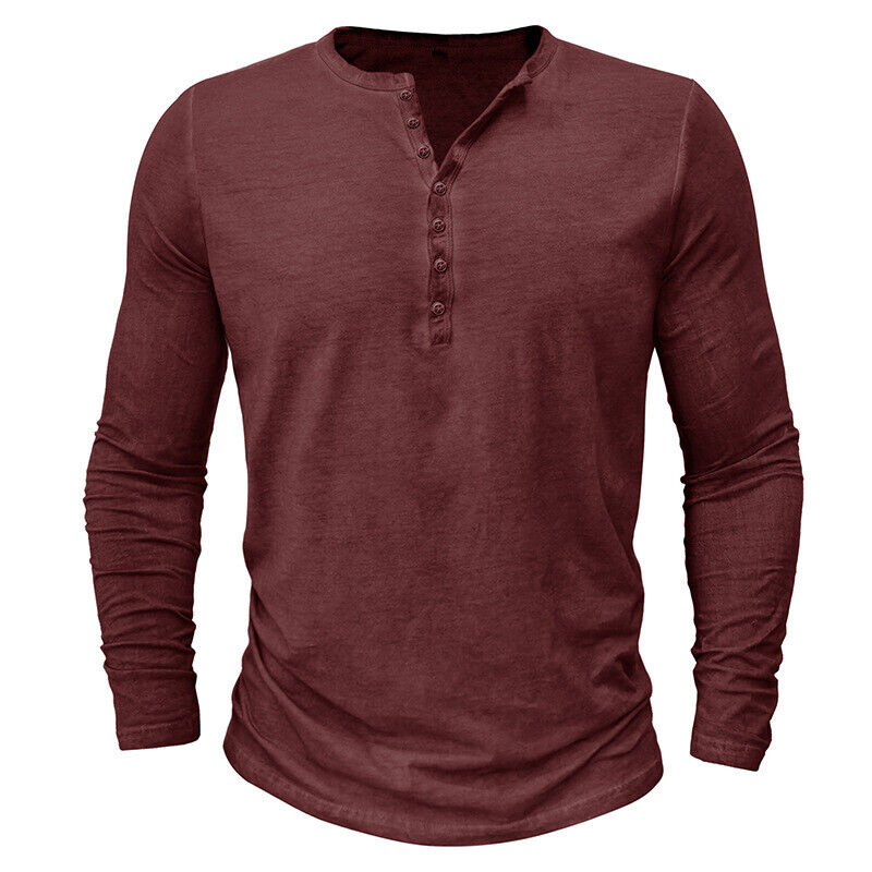 Rex – Henley shirt voor heren met lange mouwen