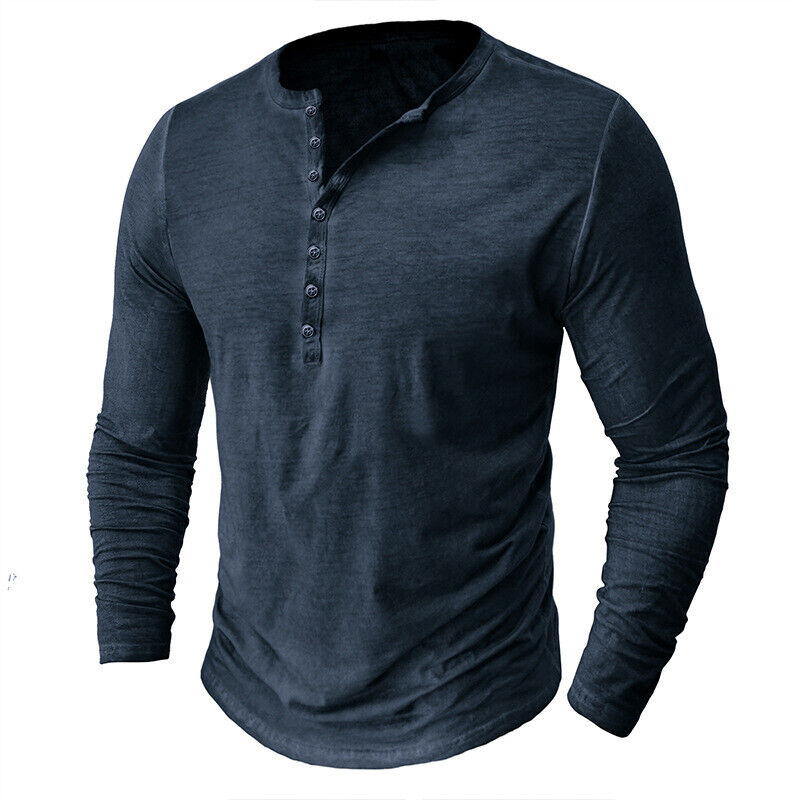 Rex – Henley shirt voor heren met lange mouwen