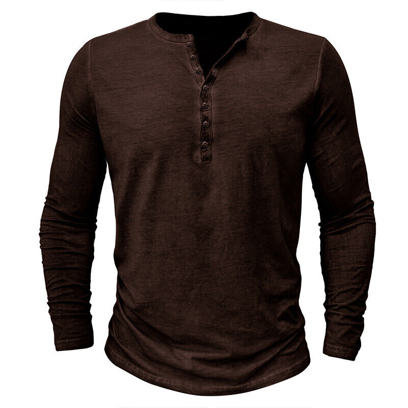 Rex – Henley shirt voor heren met lange mouwen