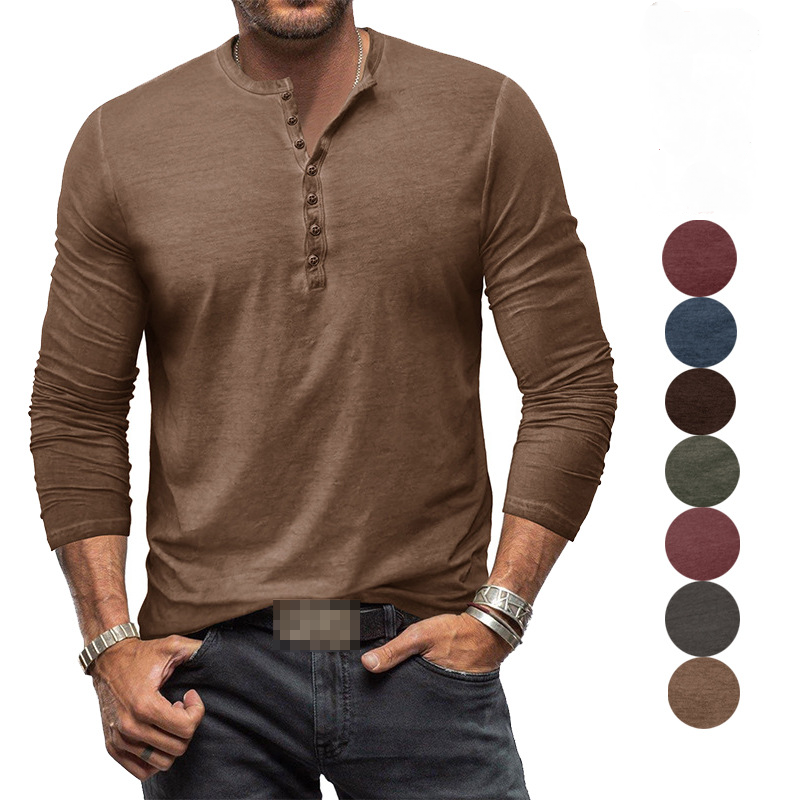 Rex – Henley shirt voor heren met lange mouwen