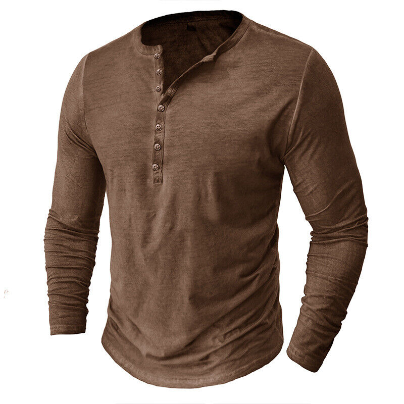 Rex – Henley shirt voor heren met lange mouwen